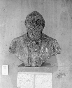 885146 Afbeelding van de onlangs geplaatste portretbuste van de componist Johannes Brahms vervaardigd door ...